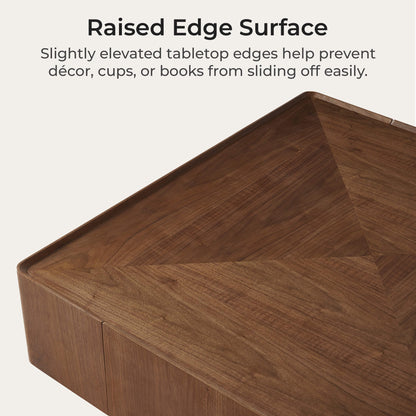 Vanessa Cube Solid Wood Storage Coffee Table with Two Drawers