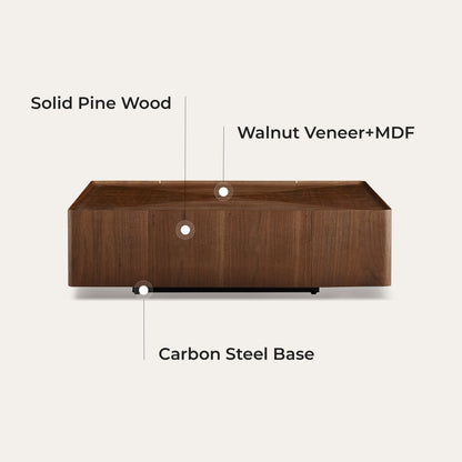 Vanessa Cube Solid Wood Storage Coffee Table with Two Drawers