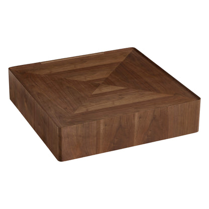 Vanessa Cube Solid Wood Storage Coffee Table with Two Drawers