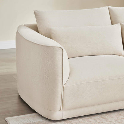Daisy 3-Seat Modular Curved Chenille Sofa with Down-Filled Cushions