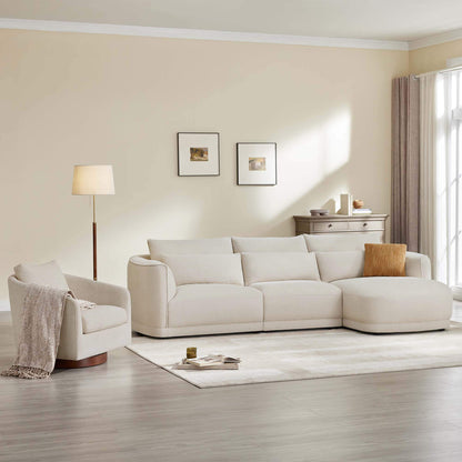 Daisy 3-Seat Modular Curved Chenille Sectional Sofa with Chaise and Down-Filled