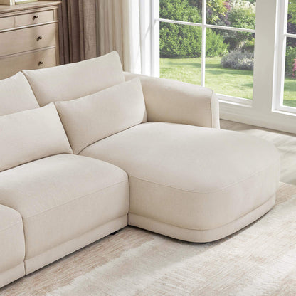 Daisy 3-Seat Modular Curved Chenille Sectional Sofa with Chaise and Down-Filled