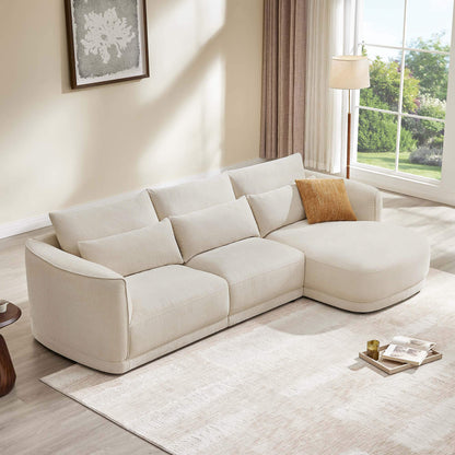 Daisy 3-Seat Modular Curved Chenille Sectional Sofa with Chaise and Down-Filled