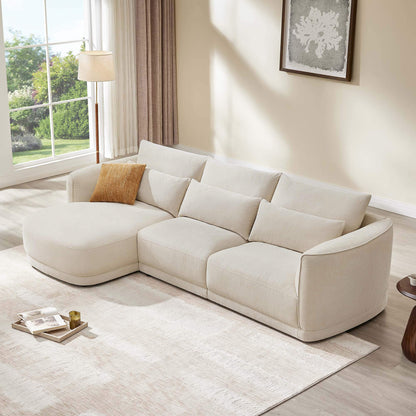 Daisy 3-Seat Modular Curved Chenille Sectional Sofa with Chaise and Down-Filled
