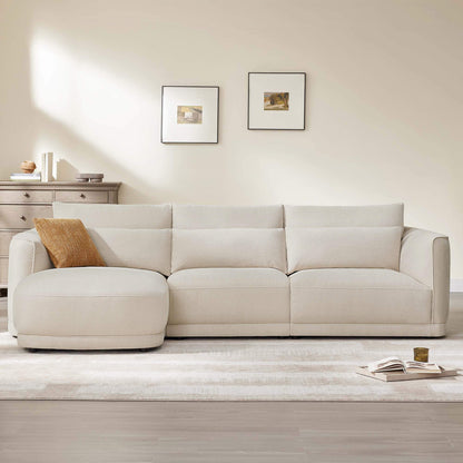Daisy 3-Seat Modular Curved Chenille Sectional Sofa with Chaise and Down-Filled
