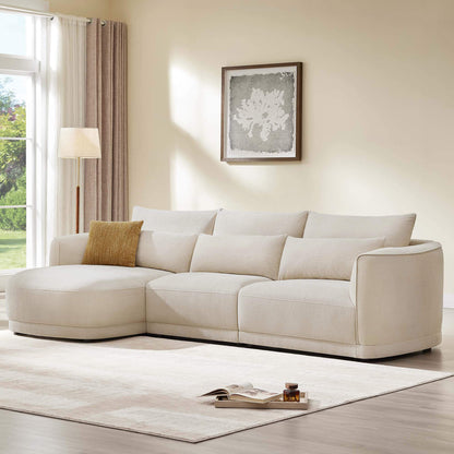 Daisy 3-Seat Modular Curved Chenille Sectional Sofa with Chaise and Down-Filled