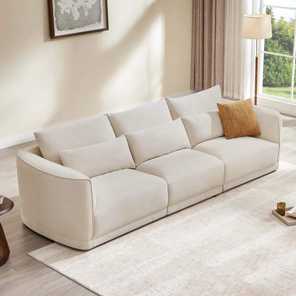 Daisy 3-Seat Modular Curved Chenille Sofa with Down-Filled Cushions