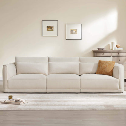 Daisy 3-Seat Modular Curved Chenille Sofa with Down-Filled Cushions