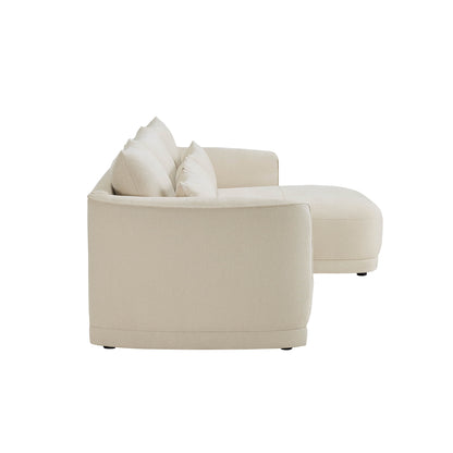 Daisy 3-Seat Modular Curved Chenille Sectional Sofa with Chaise and Down-Filled 