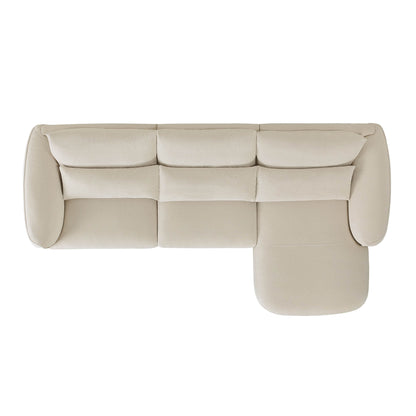 Daisy 3-Seat Modular Curved Chenille Sectional Sofa with Chaise and Down-Filled 