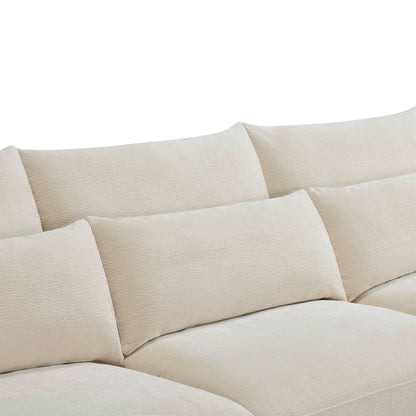 Daisy 3-Seat Modular Curved Chenille Sectional Sofa with Chaise and Down-Filled 