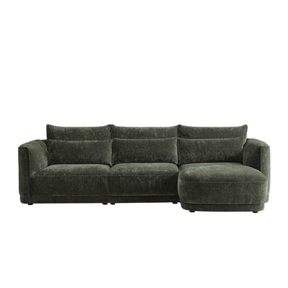 Daisy 3-Seat Modular Curved Chenille Sectional Sofa with Chaise and Down-Filled 