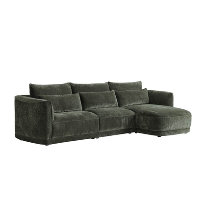 Daisy 3-Seat Modular Curved Chenille Sectional Sofa with Chaise and Down-Filled 