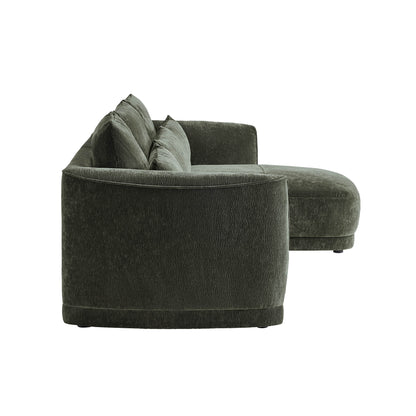 Daisy 3-Seat Modular Curved Chenille Sectional Sofa with Chaise and Down-Filled 
