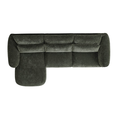 Daisy 3-Seat Modular Curved Chenille Sectional Sofa with Chaise and Down-Filled 