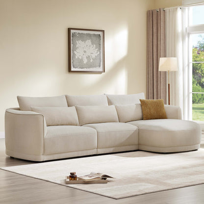 Daisy 3-Seat Modular Curved Chenille Sectional Sofa with Chaise and Down-Filled 