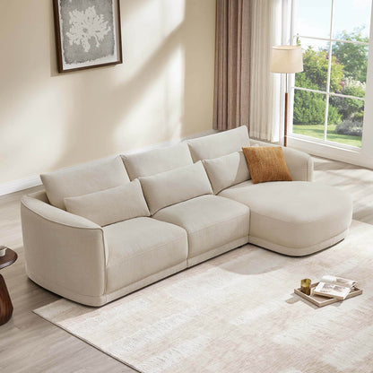 Daisy 3-Seat Modular Curved Chenille Sectional Sofa with Chaise and Down-Filled 