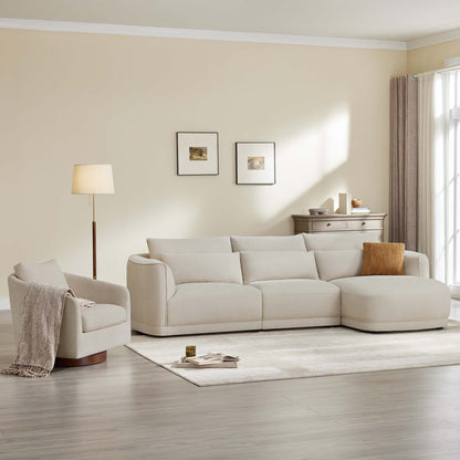 Daisy 3-Seat Modular Curved Chenille Sectional Sofa with Chaise and Down-Filled 