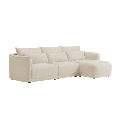 Daisy 3-Seat Modular Curved Chenille Sectional Sofa with Chaise and Down-Filled 