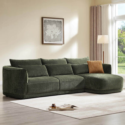 Daisy 3-Seat Modular Curved Chenille Sectional Sofa with Chaise and Down-Filled 