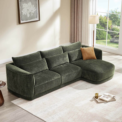 Daisy 3-Seat Modular Curved Chenille Sectional Sofa with Chaise and Down-Filled 