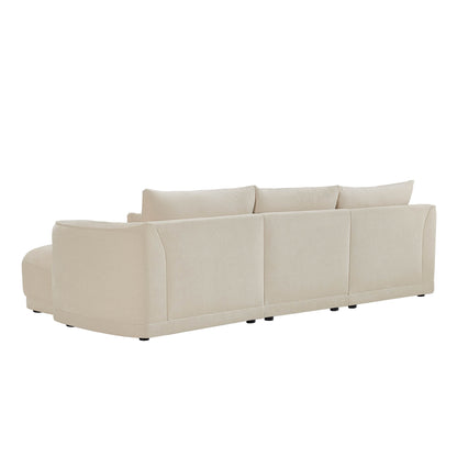 Daisy 3-Seat Modular Curved Chenille Sectional Sofa with Chaise and Down-Filled 