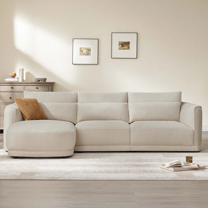 Daisy 3-Seat Modular Curved Chenille Sectional Sofa with Chaise and Down-Filled 