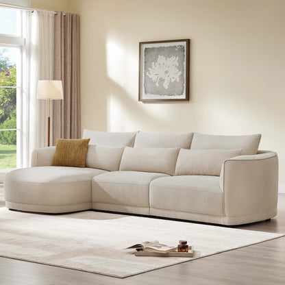 Daisy 3-Seat Modular Curved Chenille Sectional Sofa with Chaise and Down-Filled 