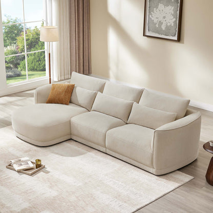 Daisy 3-Seat Modular Curved Chenille Sectional Sofa with Chaise and Down-Filled 
