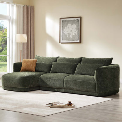 Daisy 3-Seat Modular Curved Chenille Sectional Sofa with Chaise and Down-Filled 