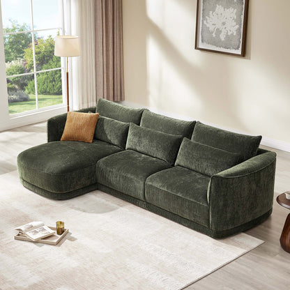 Daisy 3-Seat Modular Curved Chenille Sectional Sofa with Chaise and Down-Filled 