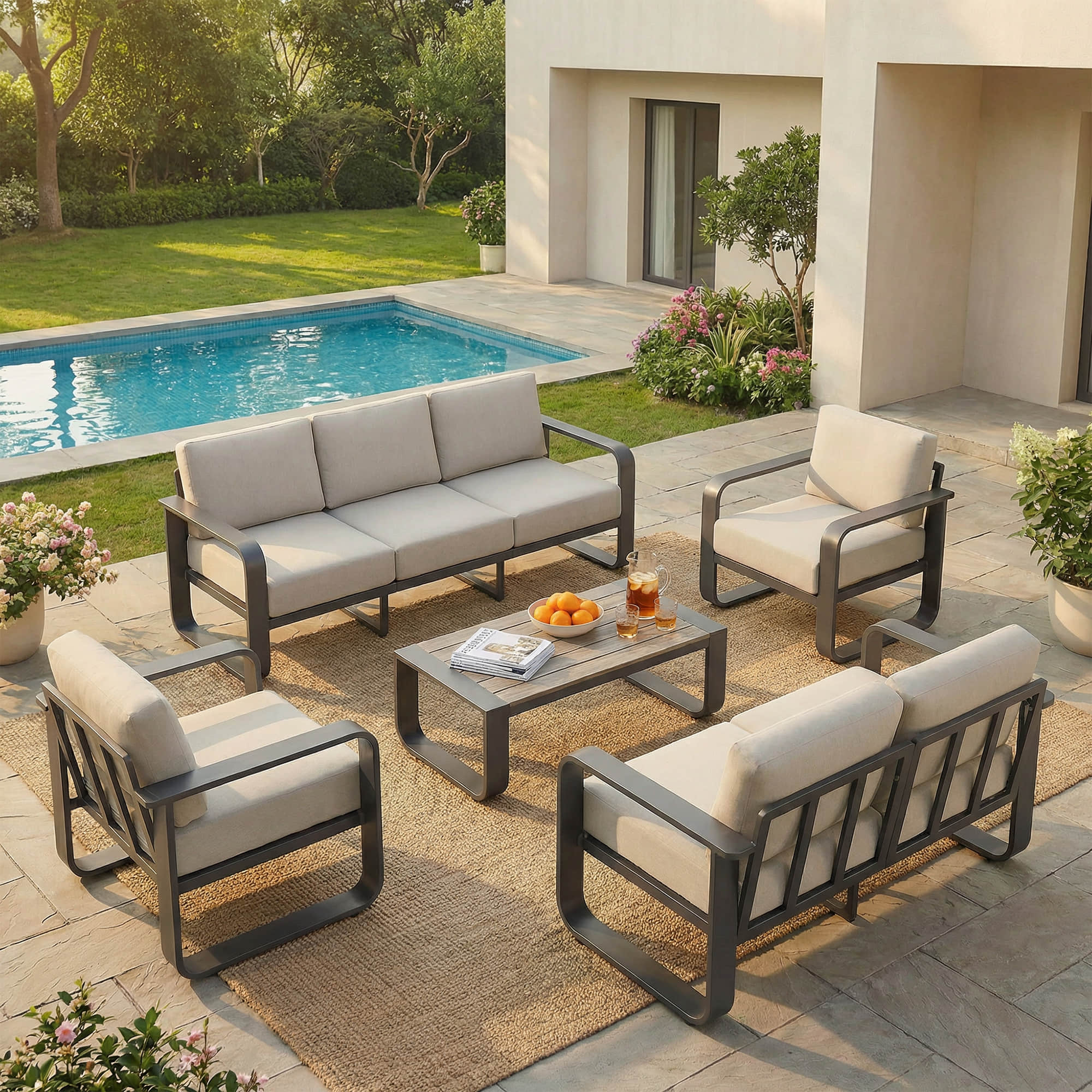 Dylan Modern 5-Piece Outdoor Patio Sofa Set