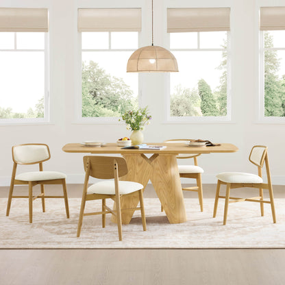 70.9" Elowen Sculptural Wood Base Dining Table