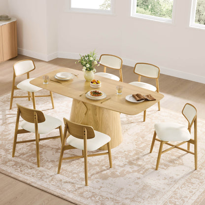 70.9" Elowen Sculptural Wood Base Dining Table