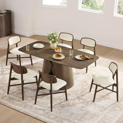 70.9" Elowen Sculptural Wood Base Dining Table