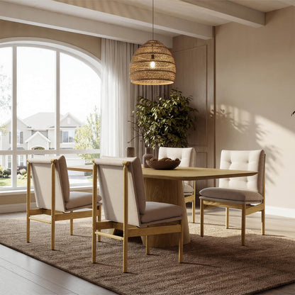 70.9" Elowen Sculptural Wood Base Dining Table Set