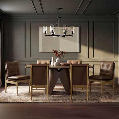 70.9" Elowen Sculptural Wood Base Dining Table Set