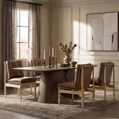 70.9" Elowen Sculptural Wood Base Dining Table Set