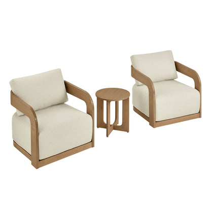 Emberly Modern Outdoor Eucalyptus Wood Swivel Bistro Set