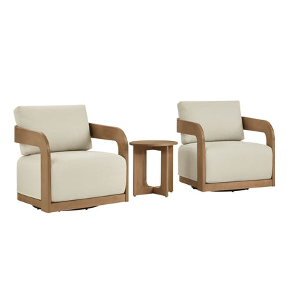 Emberly Modern Outdoor Eucalyptus Wood Swivel Bistro Set