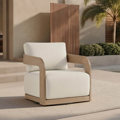 Emberly Modern Outdoor Eucalyptus Wood Swivel Bistro Set