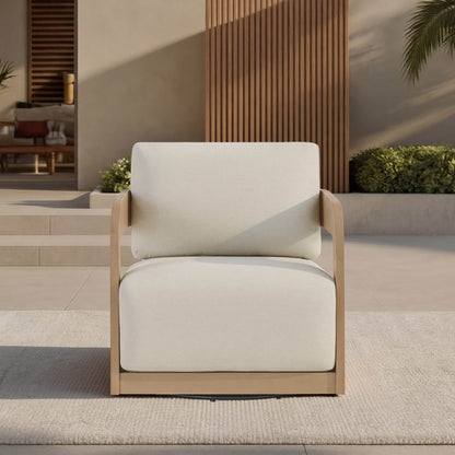 Emberly Modern Outdoor Eucalyptus Wood Swivel Bistro Set