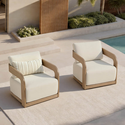 Emberly Modern Outdoor Eucalyptus Wood Swivel Bistro Set