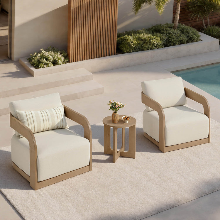 Emberly Modern Outdoor Eucalyptus Wood Swivel Bistro Set