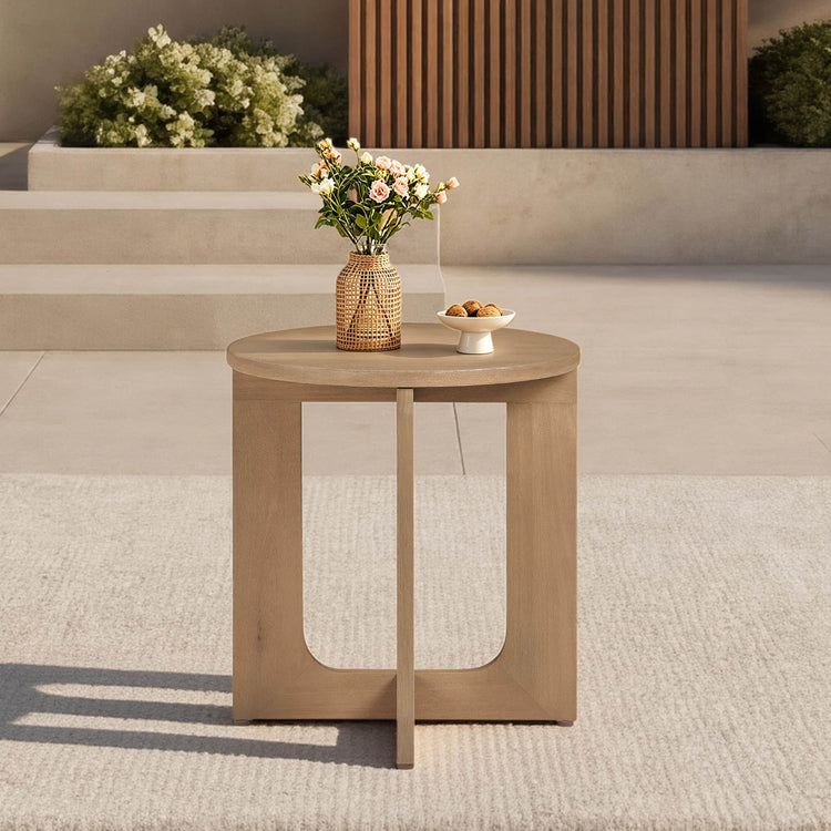 Emberly Modern Outdoor Eucalyptus Wood Side Table