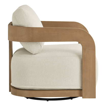 Emberly Modern Outdoor Eucalyptus Wood Swivel Bistro Set