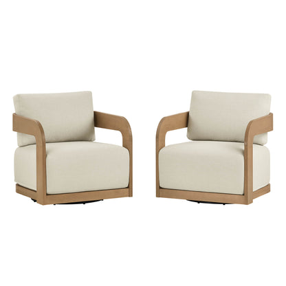 Emberly Modern Outdoor Eucalyptus Wood Swivel Bistro Set