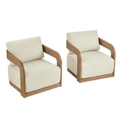 Emberly Modern Outdoor Eucalyptus Wood Swivel Bistro Set