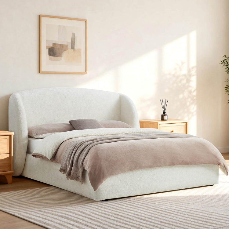 Evie Wingback Upholstered Storage Platform Bed