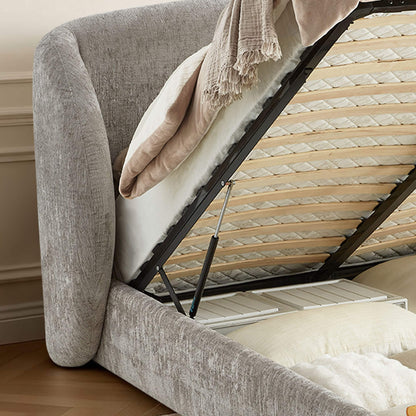 Evie Wingback Upholstered Storage Platform Bed